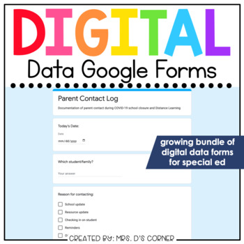 Preview of Digital IEP Data Forms for Special Education | Digital Google IEP Data Forms