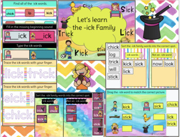 Preview of Digital- Ick Word Family Games for Google Slides