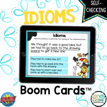 Preview of Digital Idioms in Context 2nd Grade ELA Vocabulary Boom Cards Review Activity