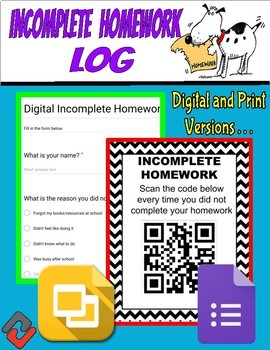 Preview of Digital Incomplete Homework Log (Google Forms & Slides)