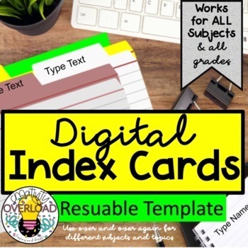 Preview of Digital Index Card Templates:  for ALL SUBJECTS, editable flash cards, Google