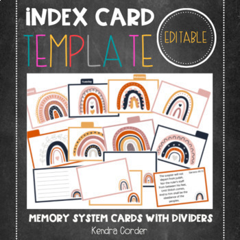 Preview of Digital Index Cards Template for All Subjects : Editable, Google Drive, Rainbows
