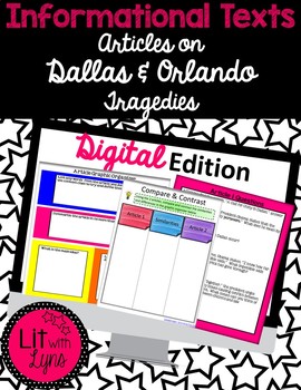 Preview of Digital Informational Paired Text Articles on Dallas & Orlando Tragedies