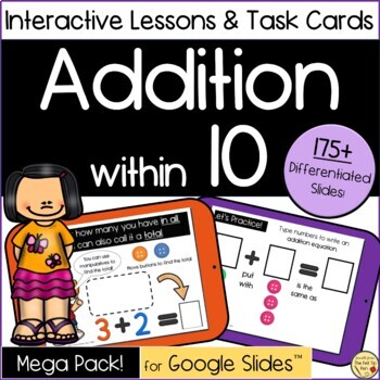 Preview of Digital Interactive Addition Unit, Fact Fluency Task Cards | Google Slides