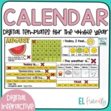 Digital Interactive Calendar English Learners Distance Learning