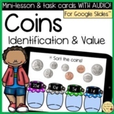 Digital Interactive Coin ID & Value Task Cards | Money | G