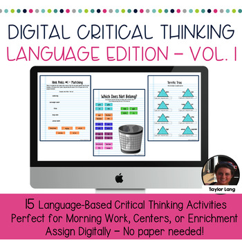 Preview of Digital Interactive Critical Thinking Activities - Language