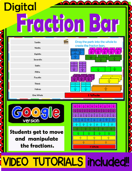 Preview of Digital, Interactive Fraction Bar - digital manipulative, google classroom
