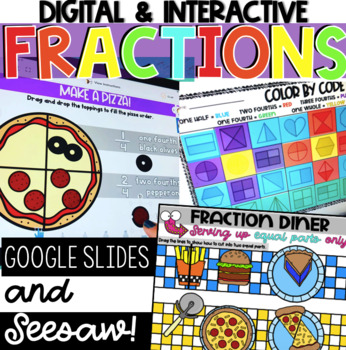 Preview of Digital Fractions - Google Slides - Seesaw - Distance Learning