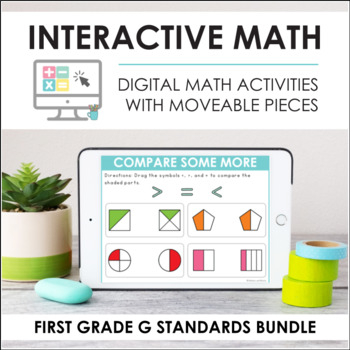 Preview of Digital Interactive Math - First Grade Geometry Standards Bundle (1.G.1 - 1.G.3)