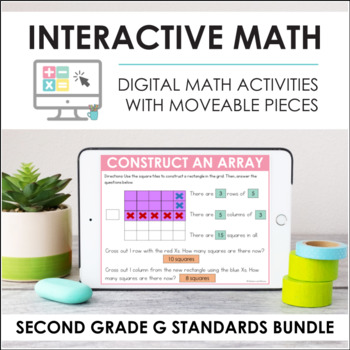 Preview of Digital Interactive Math - Second Grade G Standards Bundle (2.G.1 - 2.G.3)
