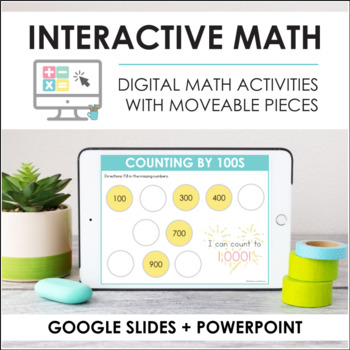 Preview of Digital Interactive Math Slides + Self-Grading Quizzes (Second Grade BUNDLE)