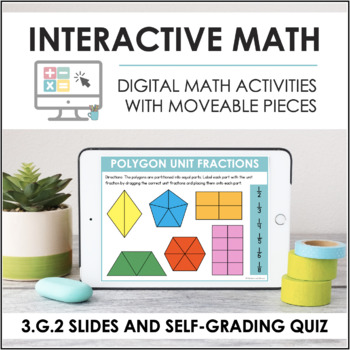 Preview of Digital Math for 3.G.2 - Partitioning Shapes (Slides + Self-Grading Quiz)