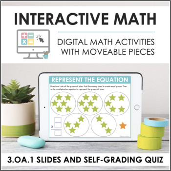 Preview of Digital Math for 3.OA.1 - Multiplication Strategies (Slides + Self-Grading Quiz)