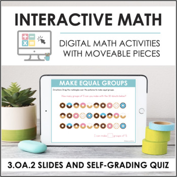 Preview of Digital Math for 3.OA.2 - Division Strategies (Slides + Self-Grading Quiz)