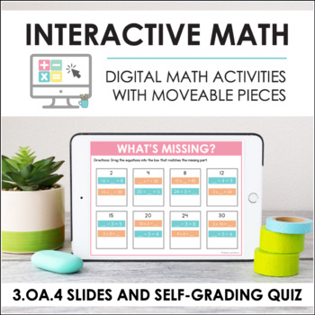 Preview of Digital Math for 3.OA.4 - Unknown Factors (Slides + Self-Grading Quiz)