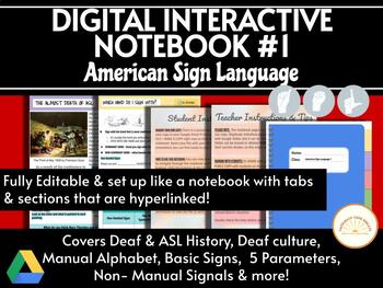 Preview of Digital Interactive Notebook #1 - American Sign Language