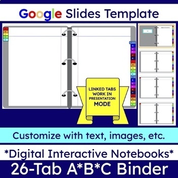 Preview of Digital Interactive Notebook 26-Tab A*B*C Google Slide Template | Commercial Use