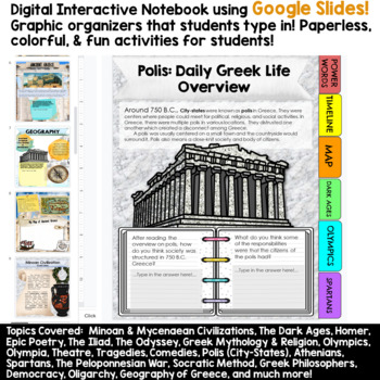Digital Interactive Notebook | Ancient Greece Google Classroom Distance ...