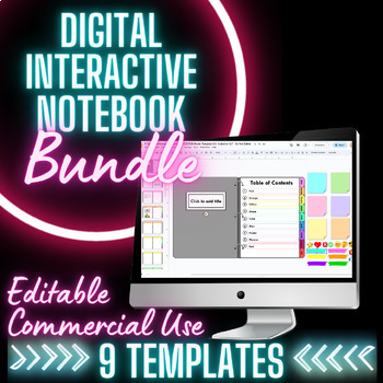 Preview of Digital Interactive Notebook BUNDLE Editable Templates for Google Slides