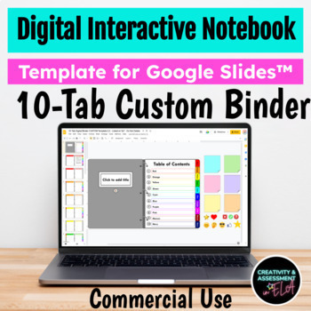 Preview of Digital Interactive Notebook Editable 10-Tab Binder Template 5.5 Commercial Use