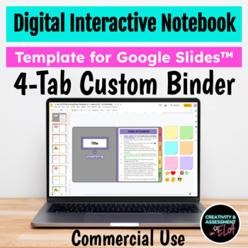 Preview of Digital Interactive Notebook Editable 4-Tab No-Ring Binder Template 5 Commercial