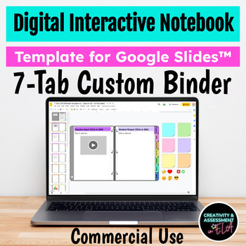 Preview of Digital Interactive Notebook Editable 7-Tab Binder Template 4.5 | Commercial Use
