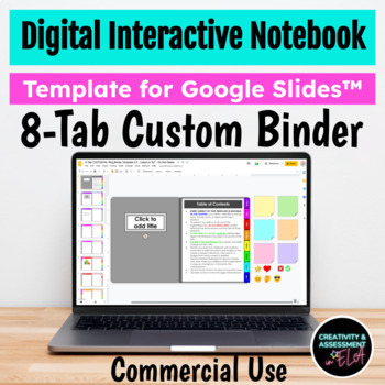 Preview of Digital Interactive Notebook Editable 8-Tab No-Ring Binder Template 5 Commercial