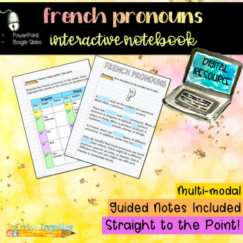 Preview of Digital Interactive Notebook: French Pronouns