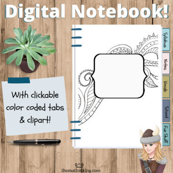 Preview of Digital Interactive Notebook! Google Slides linked tabs, Clipart: DOODLE & BLANK