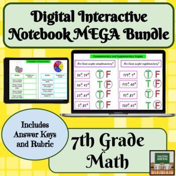 Preview of Digital Interactive Notebook Math - 7th Grade - Back to School - Bundle