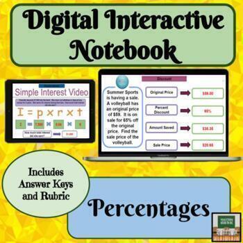 Preview of Digital Interactive Notebook - Percent Problems - 7th Grade Math 