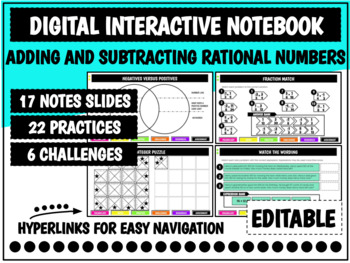 Preview of Digital Interactive Notebook: Rational Numbers | Distance Learning