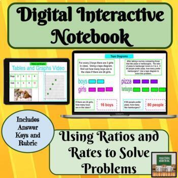 Preview of Digital Interactive Notebook - Ratios - Tape Diagrams - Proportions - 6th Grade