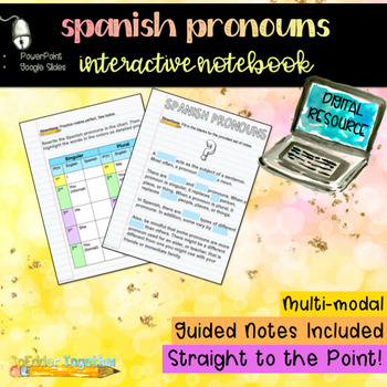 Preview of Digital Interactive Notebook: Spanish Pronouns
