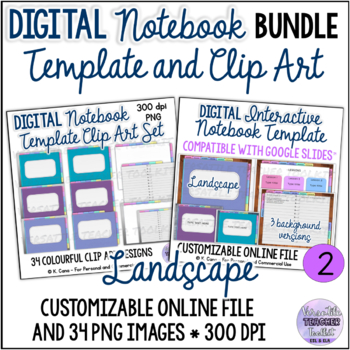 Preview of Digital Interactive Notebook Template and Clip Art (Landscape) Bundle 2