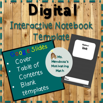 Preview of Digital Interactive Notebook Template for Distance Learning