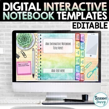 Preview of Digital Interactive Notebook Templates EDITABLE - Google Slides Student Planner
