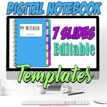 Preview of Digital Interactive Notebook Editable Templates, Student Slides Planner