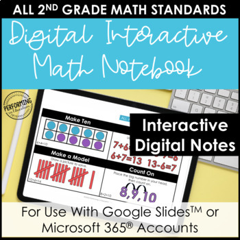 Preview of Digital Interactive Notebook for 2nd Grade Math | Entire Year of Math Lessons!