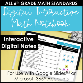 Preview of Digital Interactive Notebook for 6th Grade Math | Entire Year of Math Lessons!