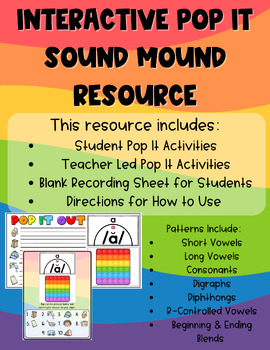 Preview of Digital Interactive Pop It Phonics Activities | Literacy Center | Sound Mounds