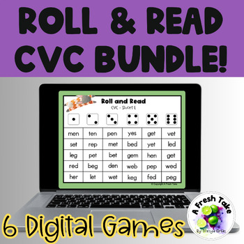 Preview of Digital Roll and Read CVC Words/Sentences |6 Phonics Games| No Prep BUNDLE!