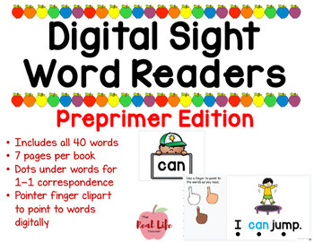 Preview of Digital Interactive Sight Word Readers - Preprimer Fluency and Comprehension