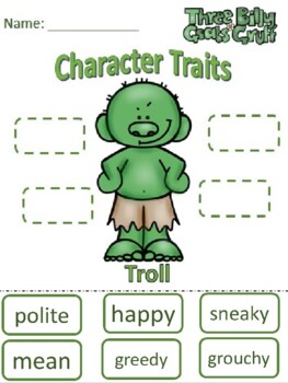 Preview of Digital Interactive Three Billy Goats Gruff Troll Chacracter Traits
