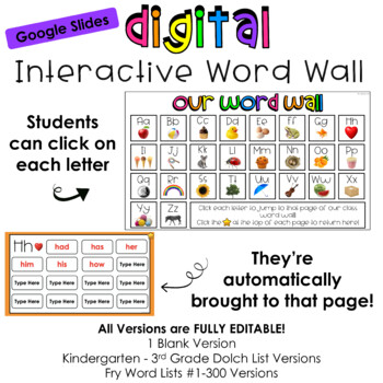 Preview of Digital Interactive Word Wall for Google Slides - EDITABLE!