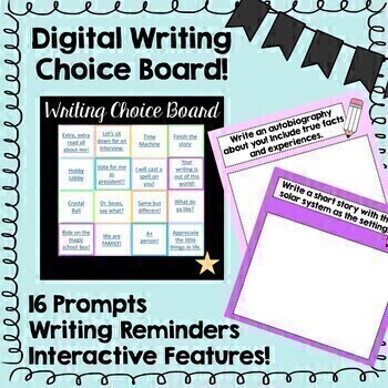Preview of Digital Interactive Writing Choice Board