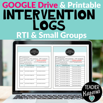 Preview of Digital Intervention Logs for RtI Documentation for Google Drive & Printable