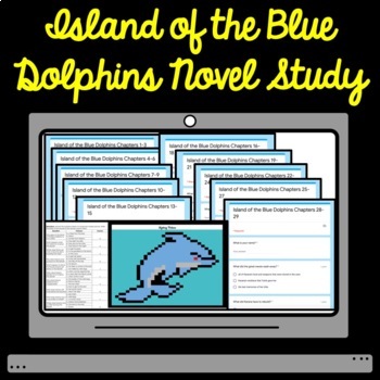 Preview of Digital Island of the Blue Dolphins Novel Study Google Form Comprehension Bundle