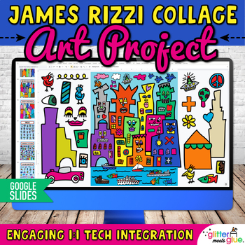 Preview of Digital James Rizzi Cityscapes Art Project & Artist Biography on Google Slides